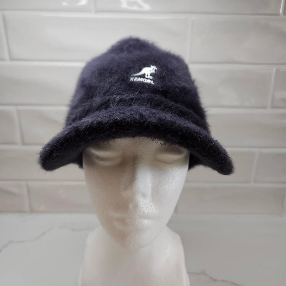 Kangol Black Furgora Spacecap Fuzzy Angora Baseball Cap Hat L/XL